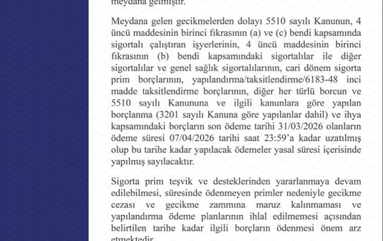 SGK'dan Borç Ödemelerine Uzatma