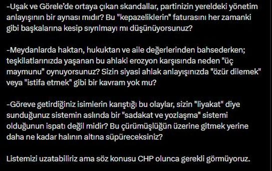 Kaya'dan CHP'ye Sert Eleştiriler