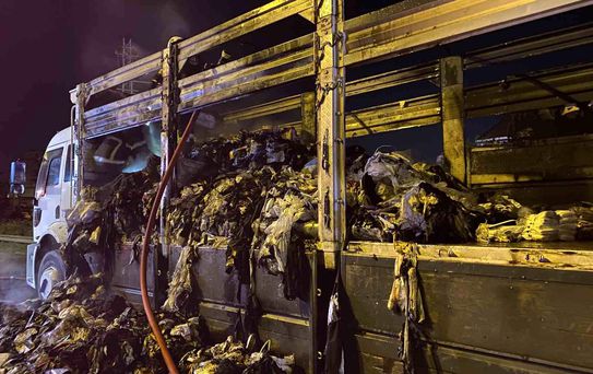Kocaeli'de Kamyon Yangını: Tekstil Yükü Kül Oldu