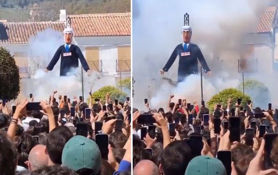 İspanya’da festivalde Netanyahu kuklası yakıldı