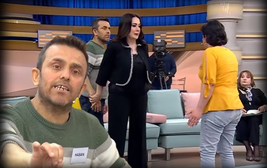 Canlı yayında şiddet krizi! Eşinden dayak yediğini söyleyen Hasan kaçacak yer aradı