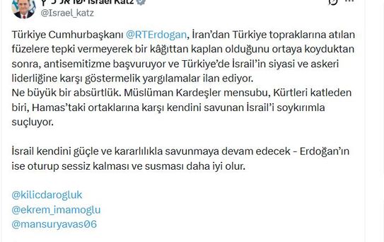 Mansur Yavaş'tan İsrail Savunma Bakanı'na Sert Yanıt