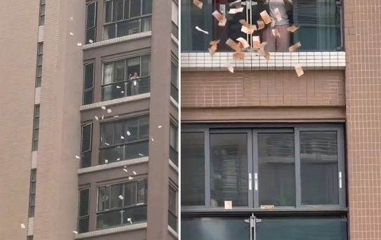 Gökten servet yağdı: Pencereden aşağı milyonları savurdu