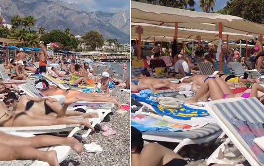 Antalya'da sıcak havayı gören Rus turistler plajlara akın etti