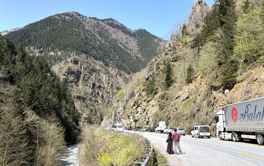 Uzungöl Yolu'nda Kaya Düşmesi