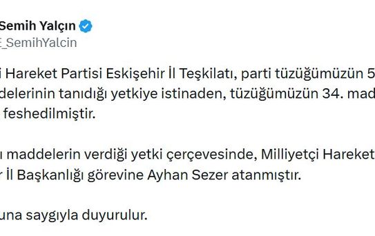 MHP Eskişehir İl Teşkilatı Feshedildi