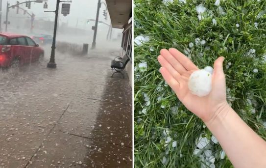 ABD’de dev dolu felaketi: Araçların camları bile kırıldı