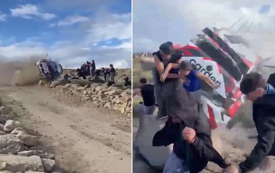 Rallide korkunç kaza! Araç seyircilerin arasına daldı