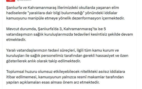 İletişim Başkanlığı'ndan Yaralı Açıklaması