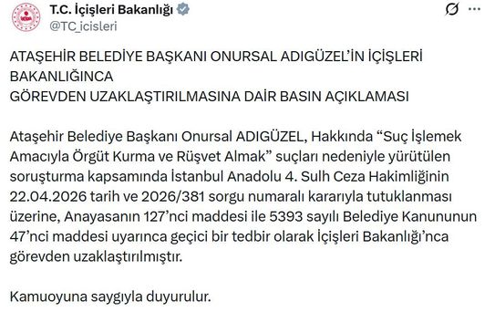 Ataşehir Belediye Başkanı Görevden Uzaklaştırıldı