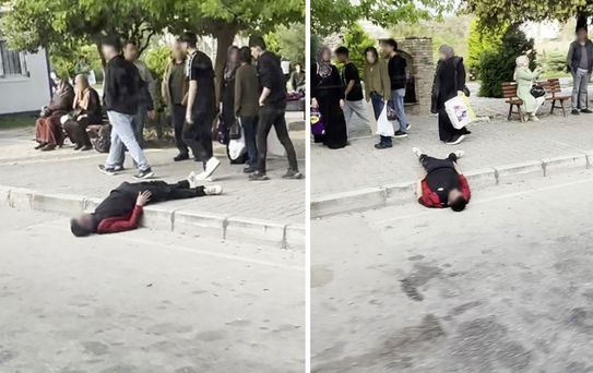 Uyuşturucu bağımlısı durak yanında uyuyakaldı