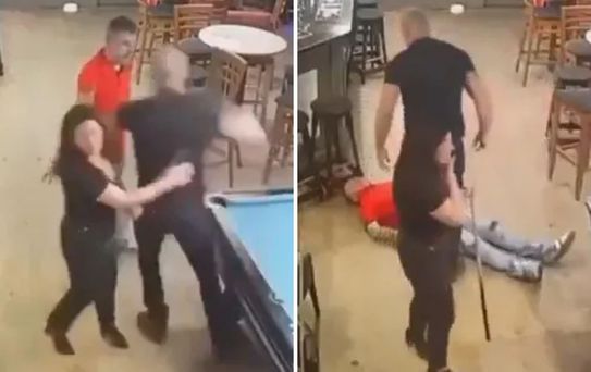 Bilardo masasında taciz intikamı! Karısına dokunan adamı tek yumrukla nakavt etti!