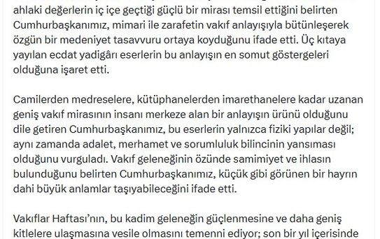 İletişim Başkanı Duran: Vakıf geleneği milletimizin köklü medeniyet anlayışının taşıyıcısıdır