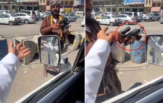 Yemen'de pes dedirten görüntü! Araçların arasında su değil tabanca satılıyor