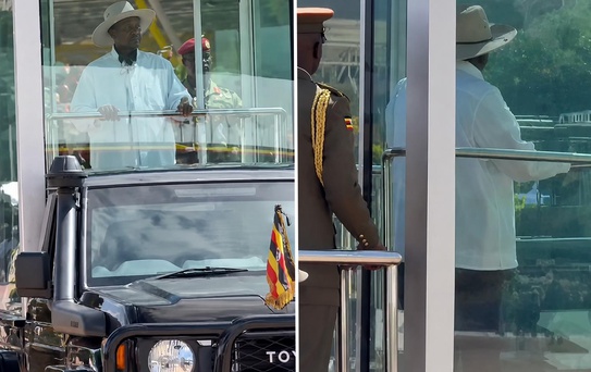 Uganda Cumhurbaşkanı Museveni törene kurşun geçirmez cam fanus içinde katıldı