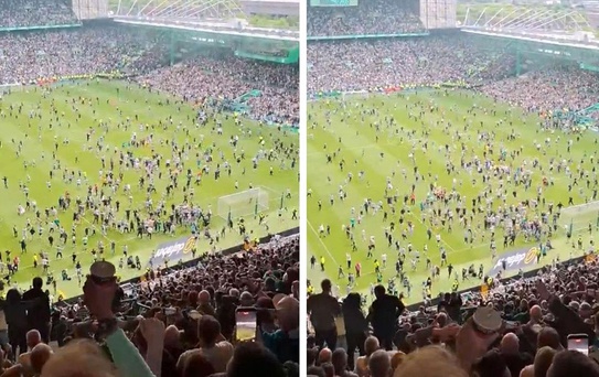 Celtic taraftarı sevinçten sahaya inmişti! Şampiyonluk el değiştirebilir