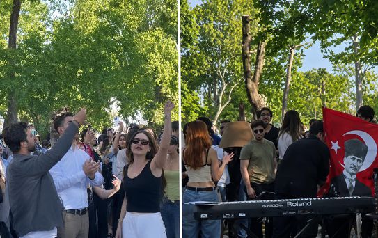Öğrenciler Bilgi Üniversitesi'nin yeniden açılmasını kampüste kutladı