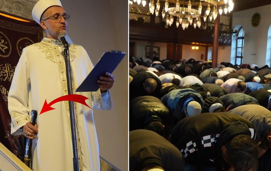 Sultan Abdülmecid'in şifa bulduğuna inanılan camide 100 yıllık kılıçla bayram hutbesi