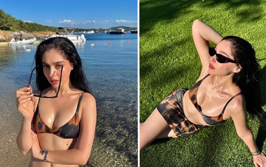 Cemre Baysel yaz sezonunu açtı, leopar desenli bikinisiyle göz kamaştırdı