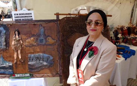 Atık deriler sanat eserine dönüştü, Samsun'u anlattı
