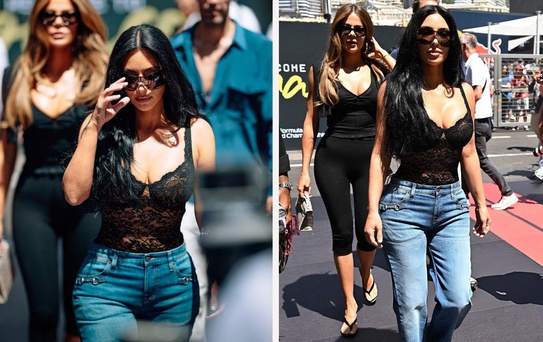 Kim Kardashian, Lewis Hamilton'ı Monako'da yalnız bırakmadı