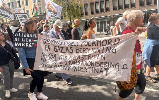 Stockholm'de Filistin ve Lübnan İçin Gösteri