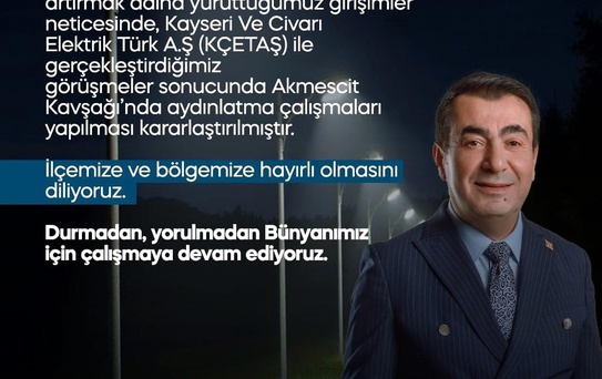 Bünyan'da Akmescit Kavşağı aydınlatılacak