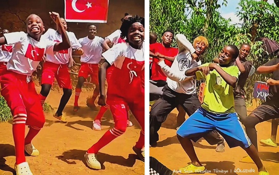 Afrikalı çocuklardan Türk Milli Takımı için özel destek