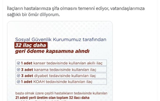 32 Yeni İlaç Geri Ödeme Listesinde