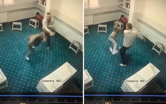 Yurtta kan donduran görüntüler! Küçücük çocuğu tekme tokat dövdü
