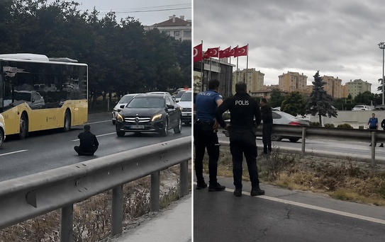 Büyükçekmece’de bunalıma giren şahıs D-100’ü birbirine kattı