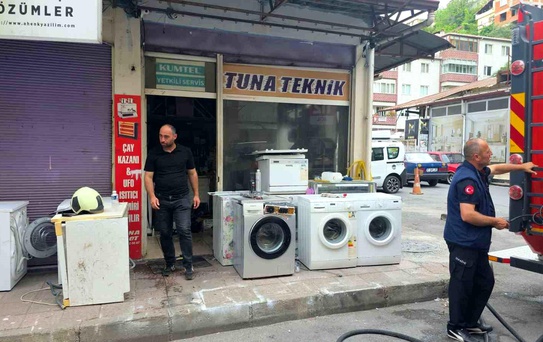 Zonguldak'ta Beyaz Eşya Tamir Atölyesinde Yangın