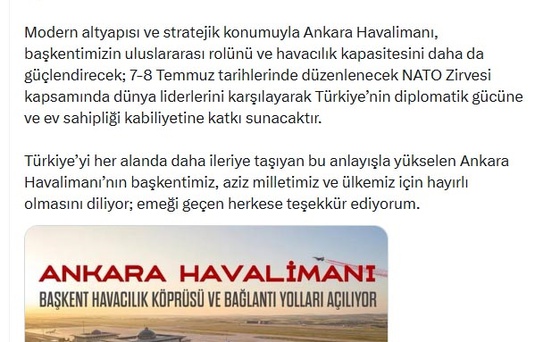 Ankara Havalimanı NATO Zirvesi'ne hazır