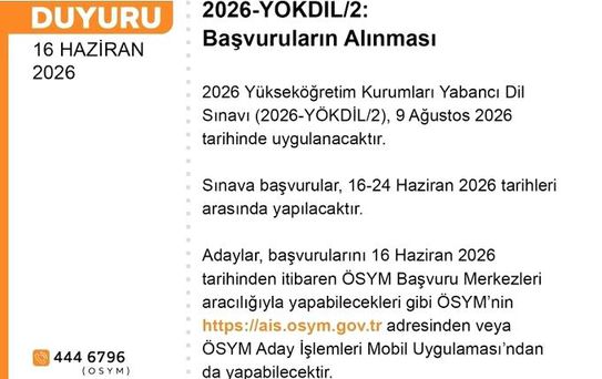 YÖKDİL Sınavı Başvuruları Başladı