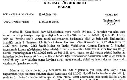 Kula'da Arkeolojik Sit Alanı Tescillendi