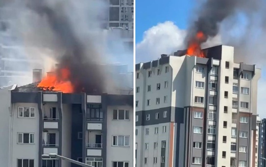 Küçükçekmece'de sitedeki binanın çatısında çıkan yangın nedeniyle 12 kişi hastaneye kaldırıldı