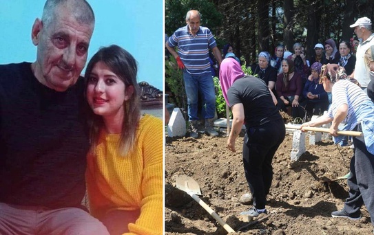 Nişanlı dehşetinde öldürülen baba ve kız yan yana defnedildi