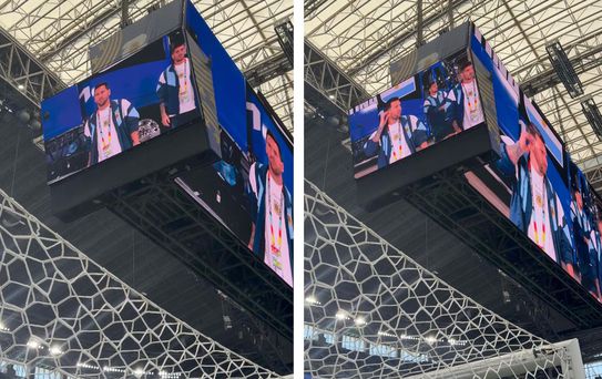 Lionel Messi dev ekranda gösterildi, stadyumda yer yerinden oynadı