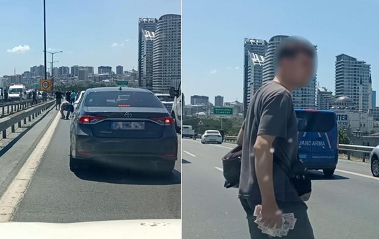 Paralar TEM'e saçıldı, herkes toplamak için birbiriyle yarıştı