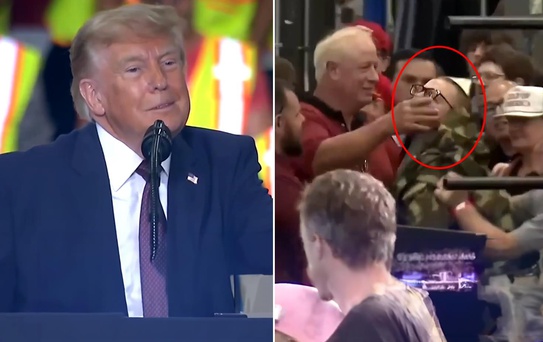 Trump'a 'Pedofil' şoku! Destekçilerinin önünde protesto edildi