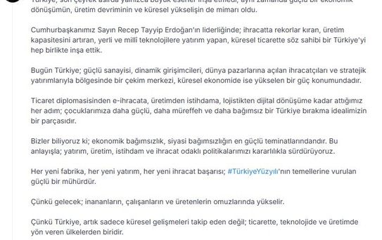 Bolat: Ekonomik bağımsızlık siyasi bağımsızlığın teminatı