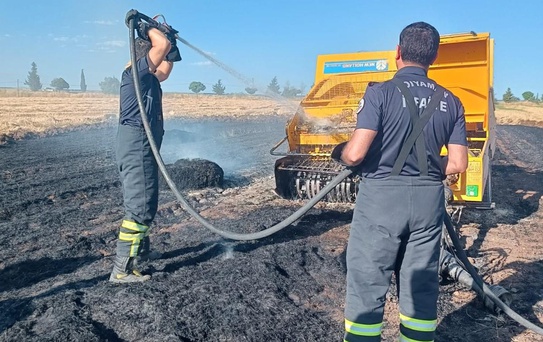 Adıyaman'da balya makinesinde çıkan yangın söndürüldü