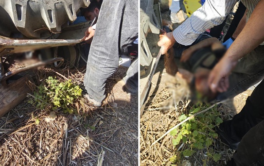 Traktörün altında kalan şahıs, ekiplerin çalışmasıyla kurtarıldı