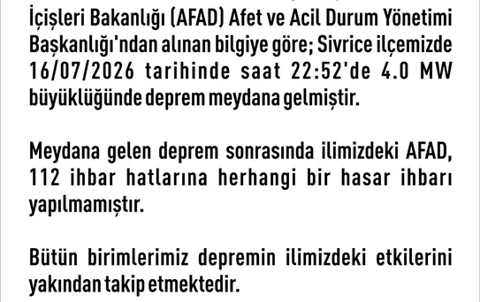 Elazığ'da 4.0 büyüklüğünde deprem; hasar ihbarı yok