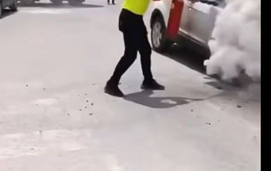 Çorum'da Seyir Halindeki Cip Alev Aldı