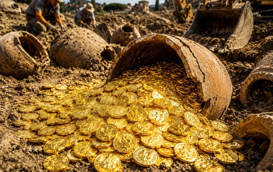 Su borusu döşerken 600 kiloluk hazine buldular