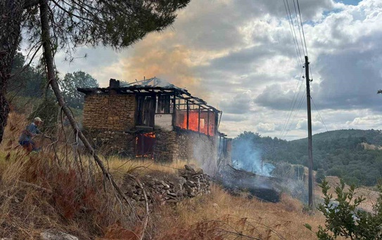 Ahırda çıkan yangın ormana sıçradı, büyümeden söndürüldü