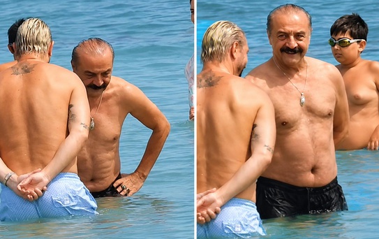 Yılmaz Erdoğan ve Caner Erkin Alaçatı'da denizde halay çekti