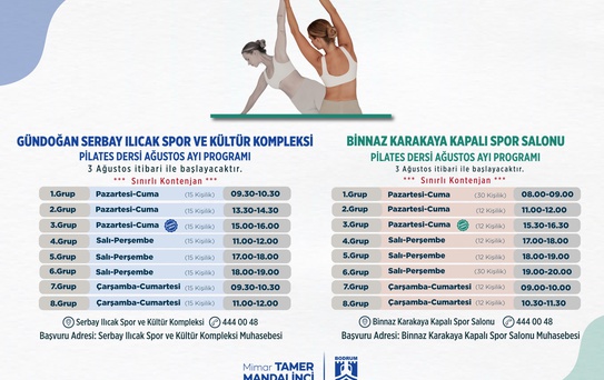 Bodrum'da ağustos ayı pilates dersleri başlıyor