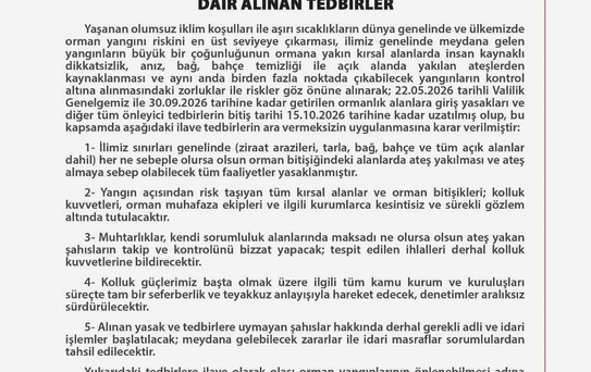 Ankara’da Orman Yangınlarına Karşı Önlemler Uzatıldı